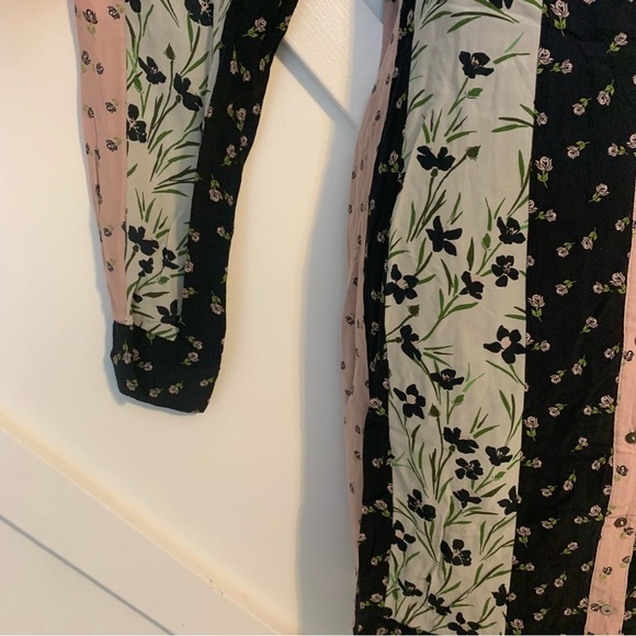 Nicole Miller Tulip Ditzy Floral Printed Long Sleeve Button Down Shift Dress 10 - Picture 4 of 11